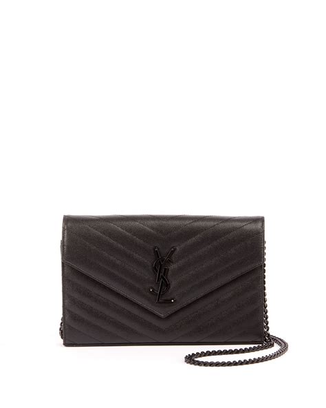 monogram ysl small matelasse envelope chain wallet black|ysl wallet on chain small.